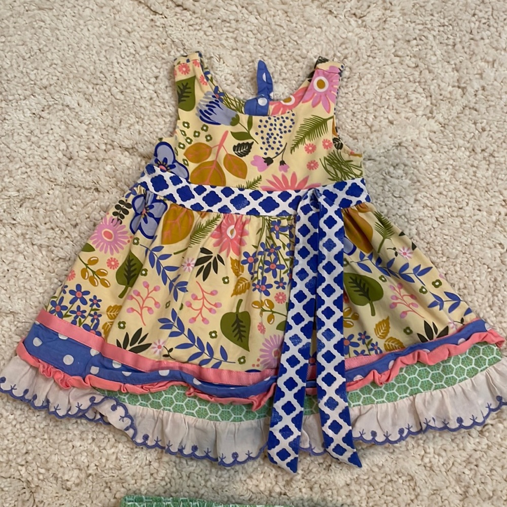 Matilda Jane dress with matching bloomers. 6-12 months. Floral print.